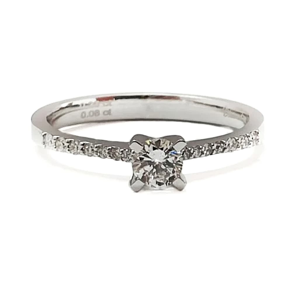 Пръстен от бяло злато 14 к. с диаманти 0,31 карата