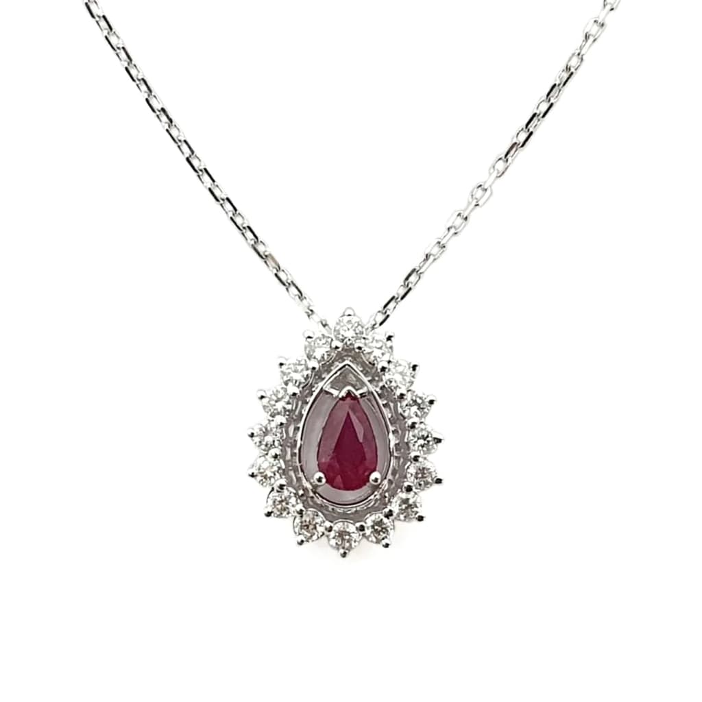 Колие с Рубин форма капка 0,28 к. и Диаманти 0,21 к.