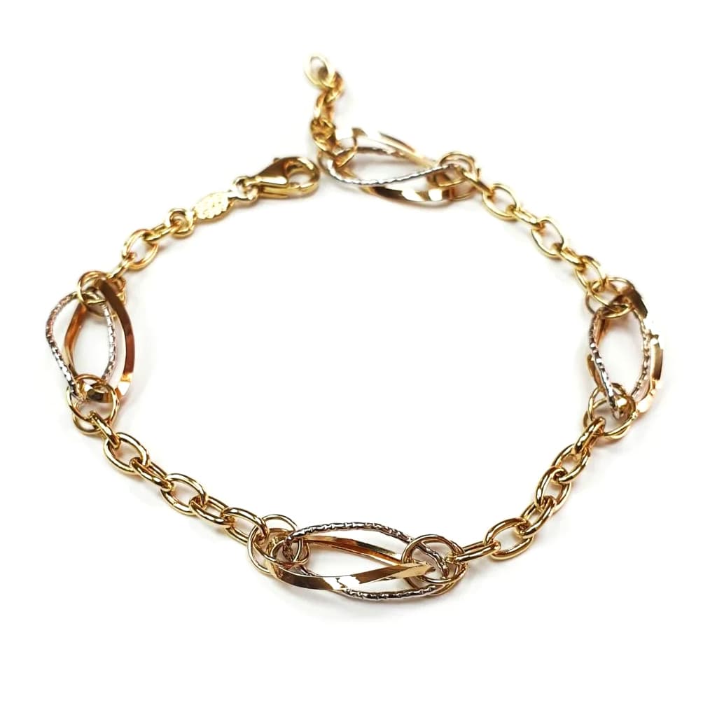 Гривна от бяло и жълто злато 14 к. с елементи