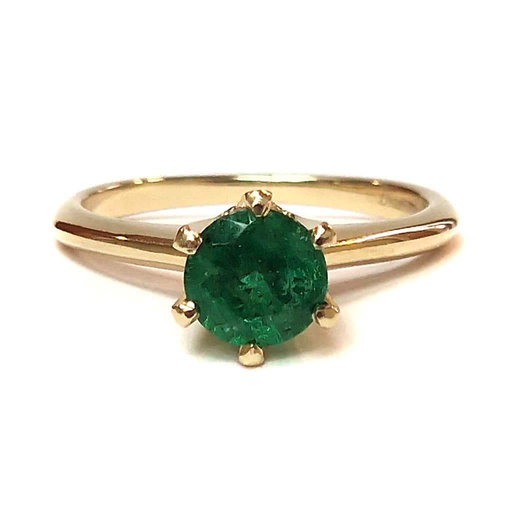 Дамски пръстен от жълто злато 14 к. със смарагд