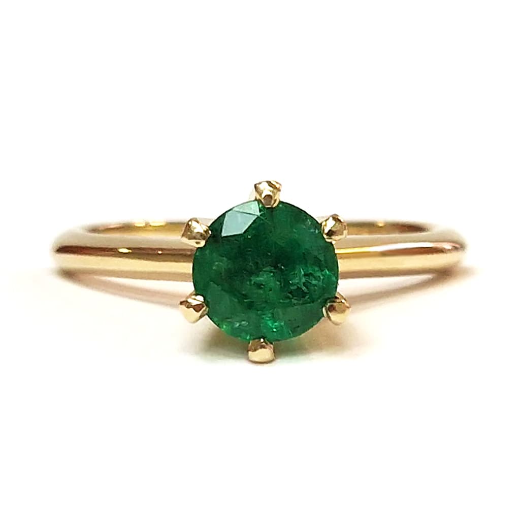 Damski Prasten Ot Zhalto Zlato 14 K Sas Smaragd