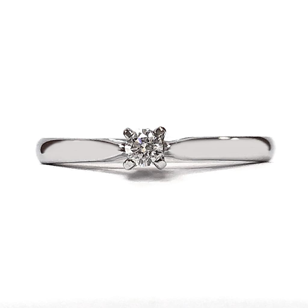 Годежен пръстен с диамант 0,09 карата бяло злато