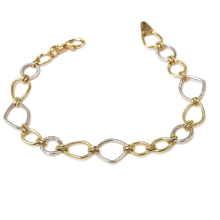 Дамска гривна от жълто и бяло злато - елегантен геометричен дизайн