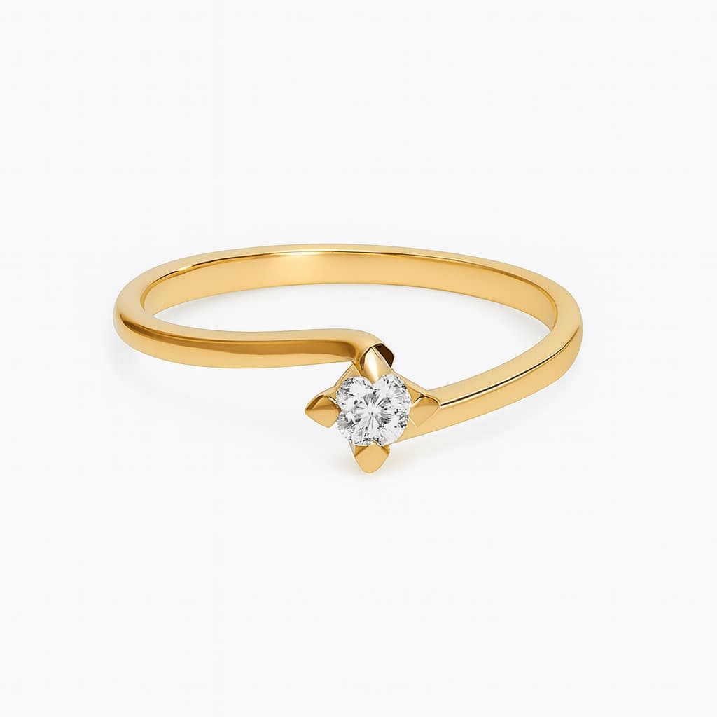 Елегантен годежен пръстен с диамант 0,09 карата