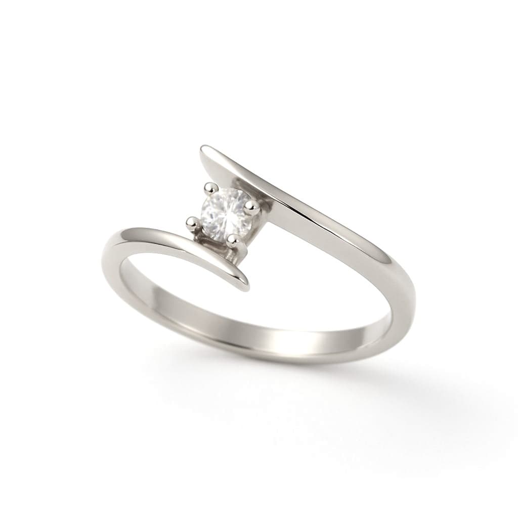 Елегантен пръстен от бяло злато с цирконий