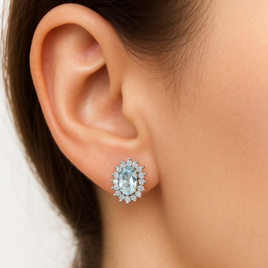 обеци диаманти и аквмарин 2