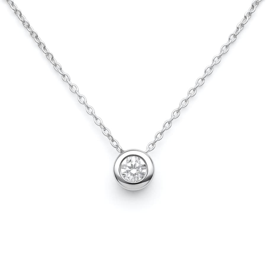 Дамско колие от бяло злато и диамант в обков