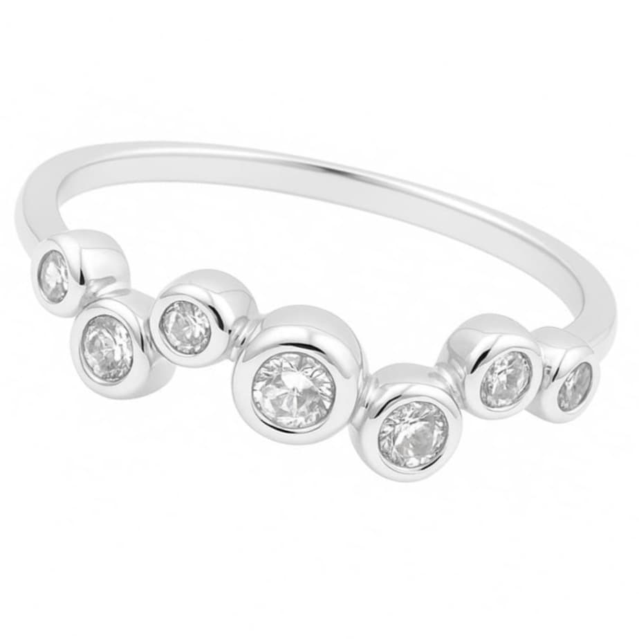 Елегантен пръстен от бяло злато със седем циркония