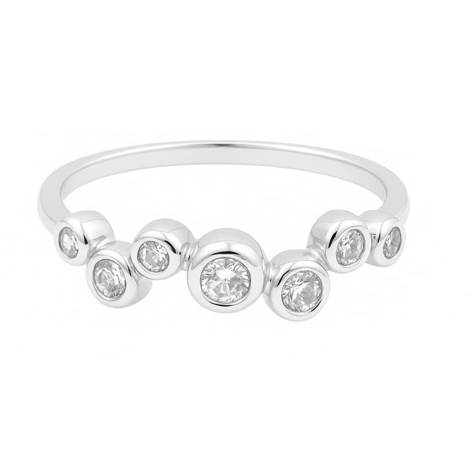 Елегантен пръстен от бяло злато със седем циркония