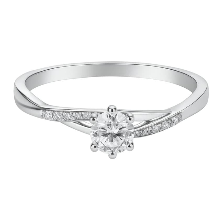 Годежен пръстен от бяло злато с цирконий