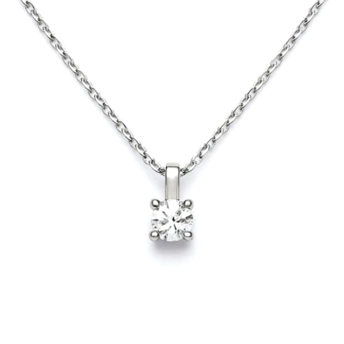 Колие от бяло злато с диамант 0,16 карата