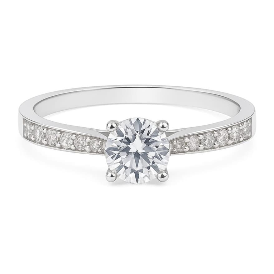 Пръстен от 14 карата бяло злато с диаманти