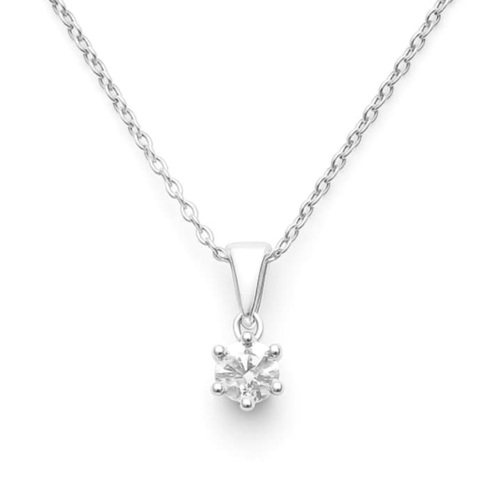 Елегантно колие от бяло злато с цирконий