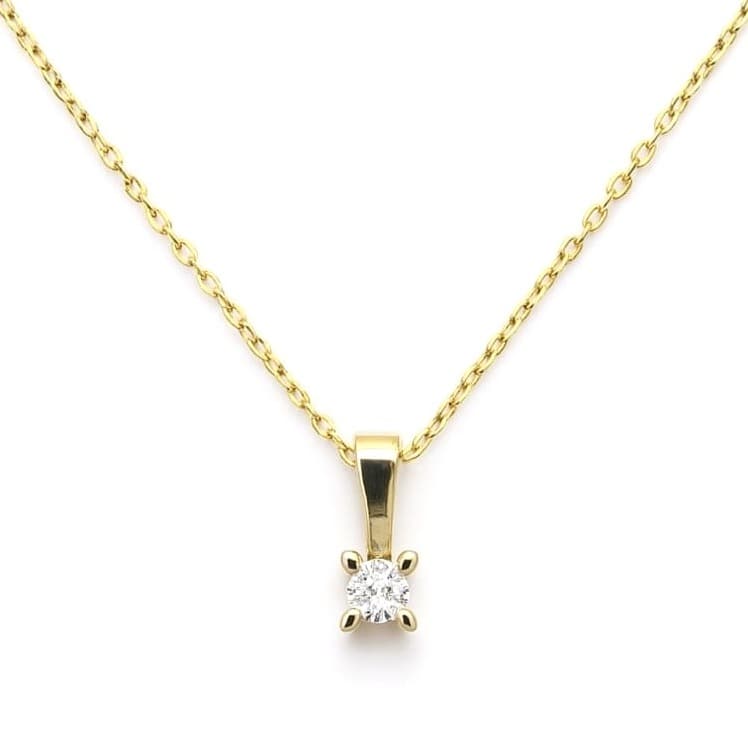 Колие с диамант и жълто злато