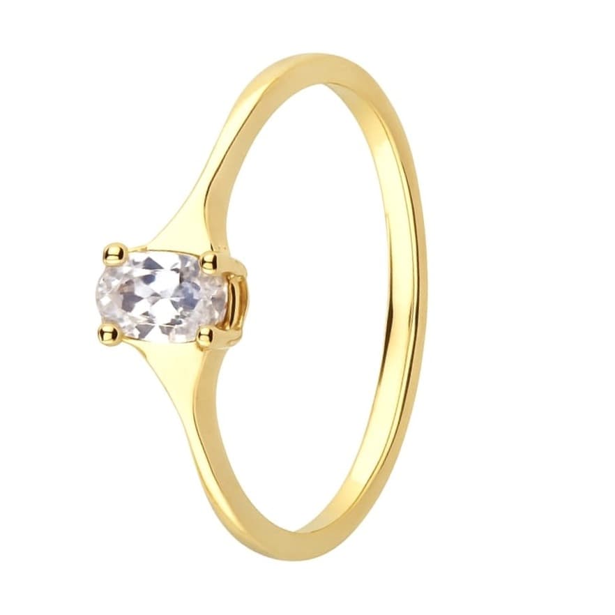 Годежен пръстен от жълто злато с цирконий
