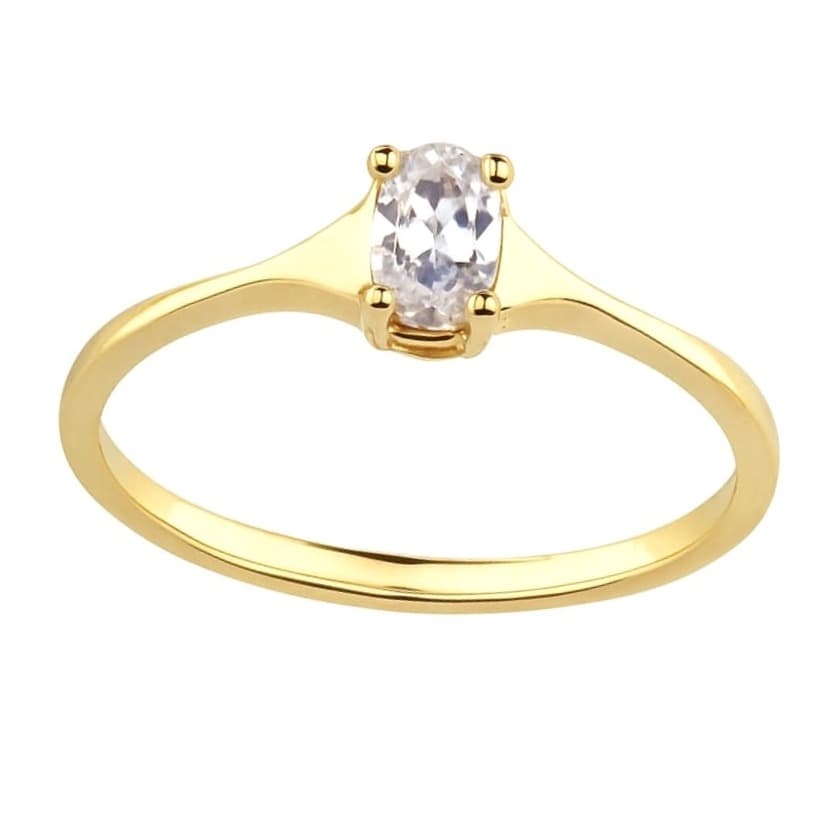 Годежен пръстен от жълто злато с цирконий