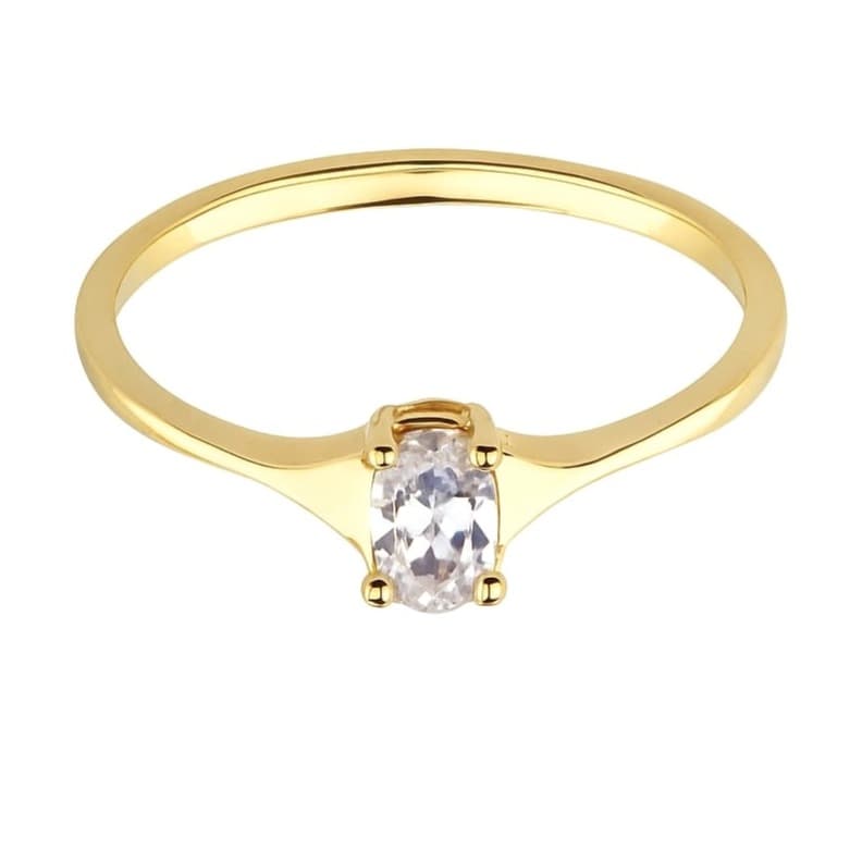 Годежен пръстен от жълто злато с цирконий