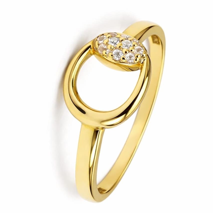 Пръстен от жълто злато с цирконий