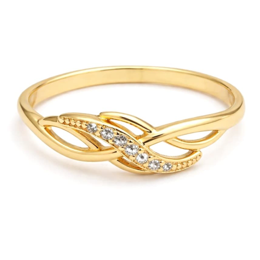 Дамски пръстен от жълто злато с цирконий