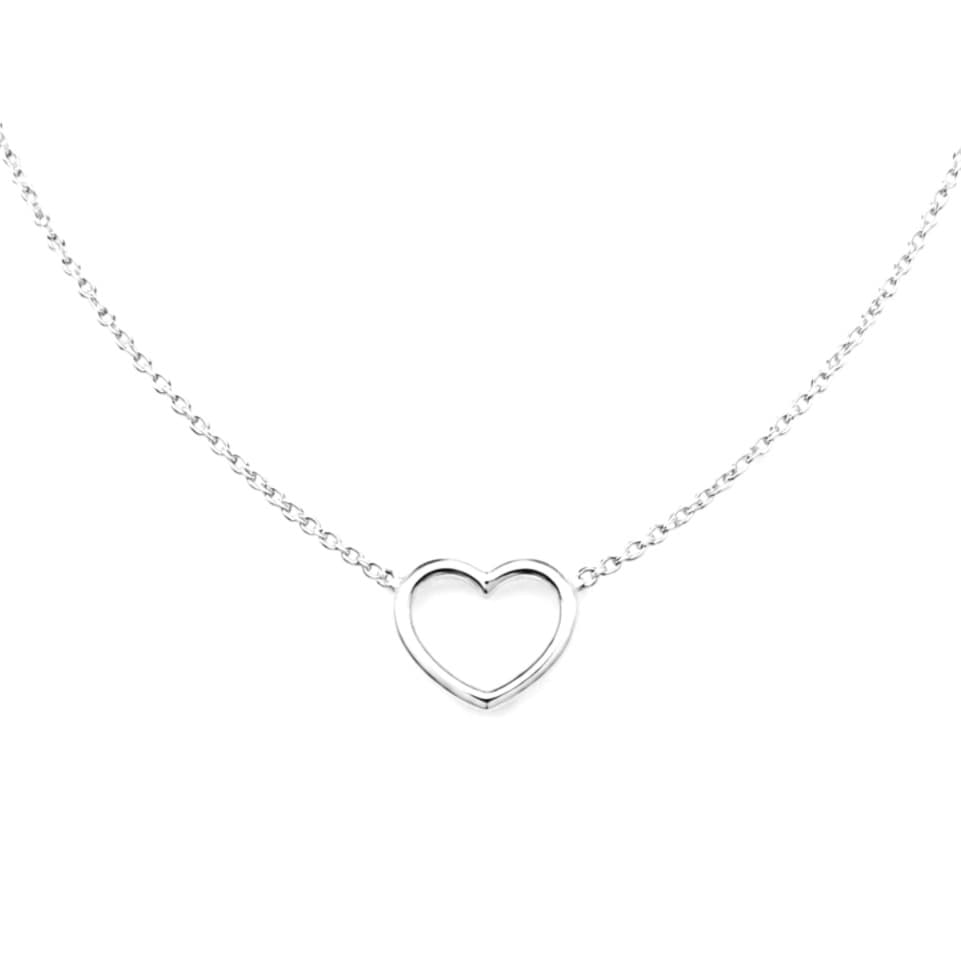 Дамско златно колие сърце от бяло злато