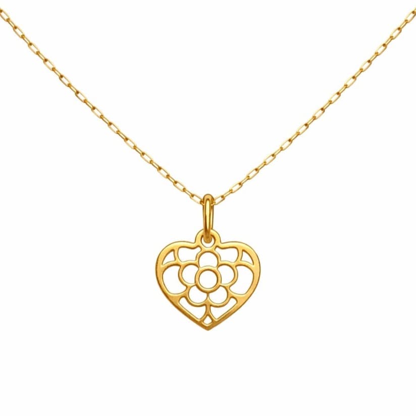 Колие със сърце с флорален дизайн