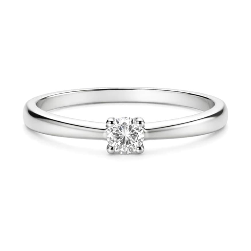 Годежен пръстен от бяло злато с диамант