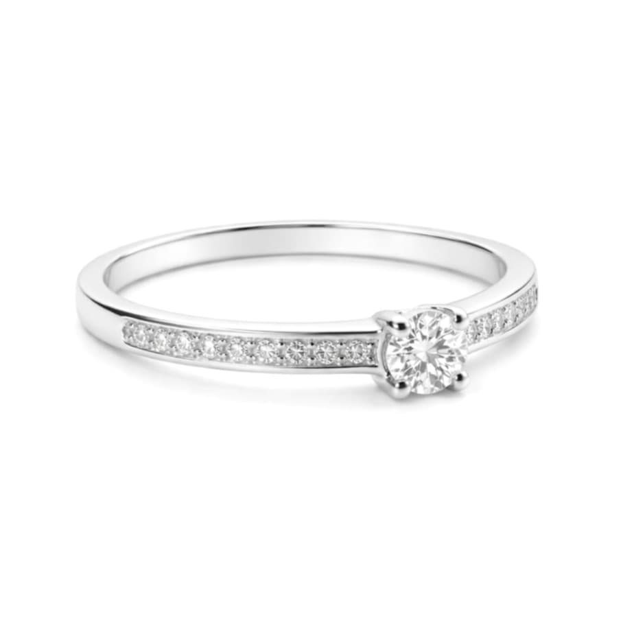 Годежен пръстен от бяло злато с диаманти