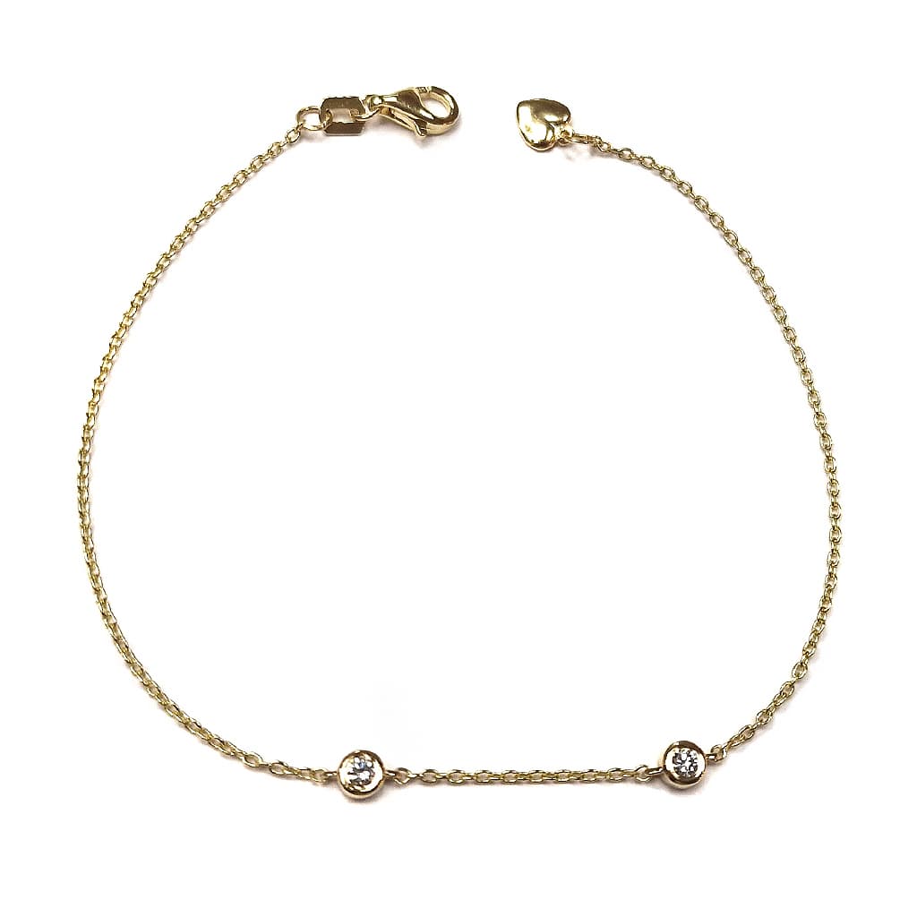 Дамска гривна от жълто злато 14 к. с диаманти 0,10 к.