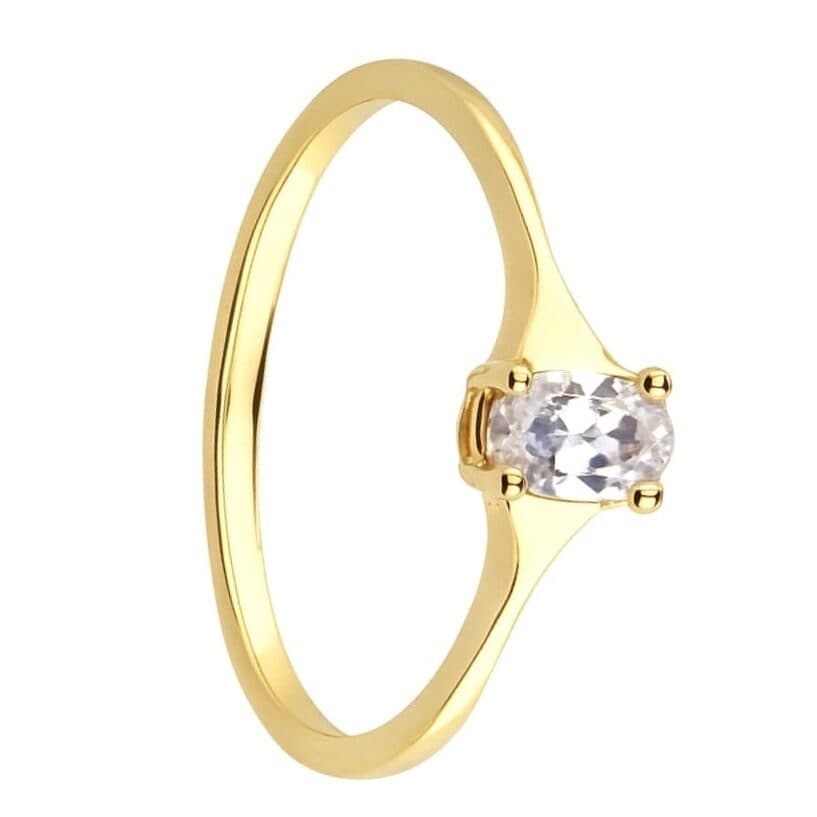 Годежен пръстен от жълто злато с цирконий