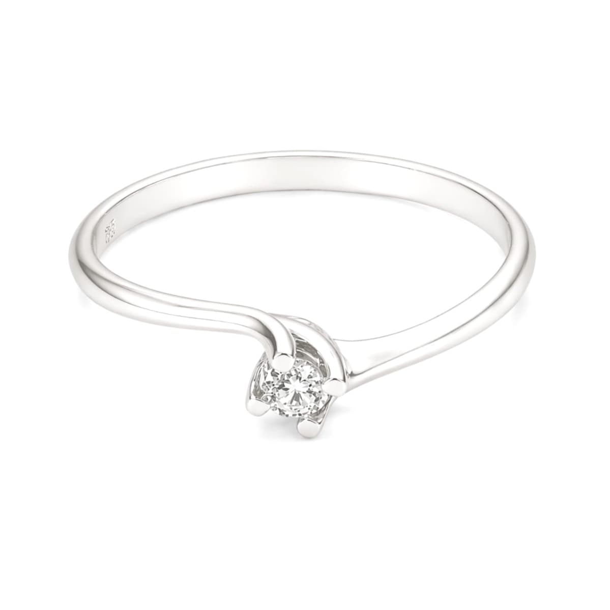 Годежен пръстен от бяло злато с диамант 0,06 карата