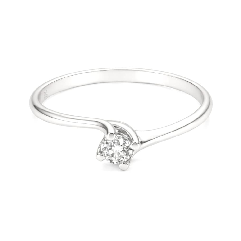 Годежен пръстен от бяло злато с диамант 0,16 карата