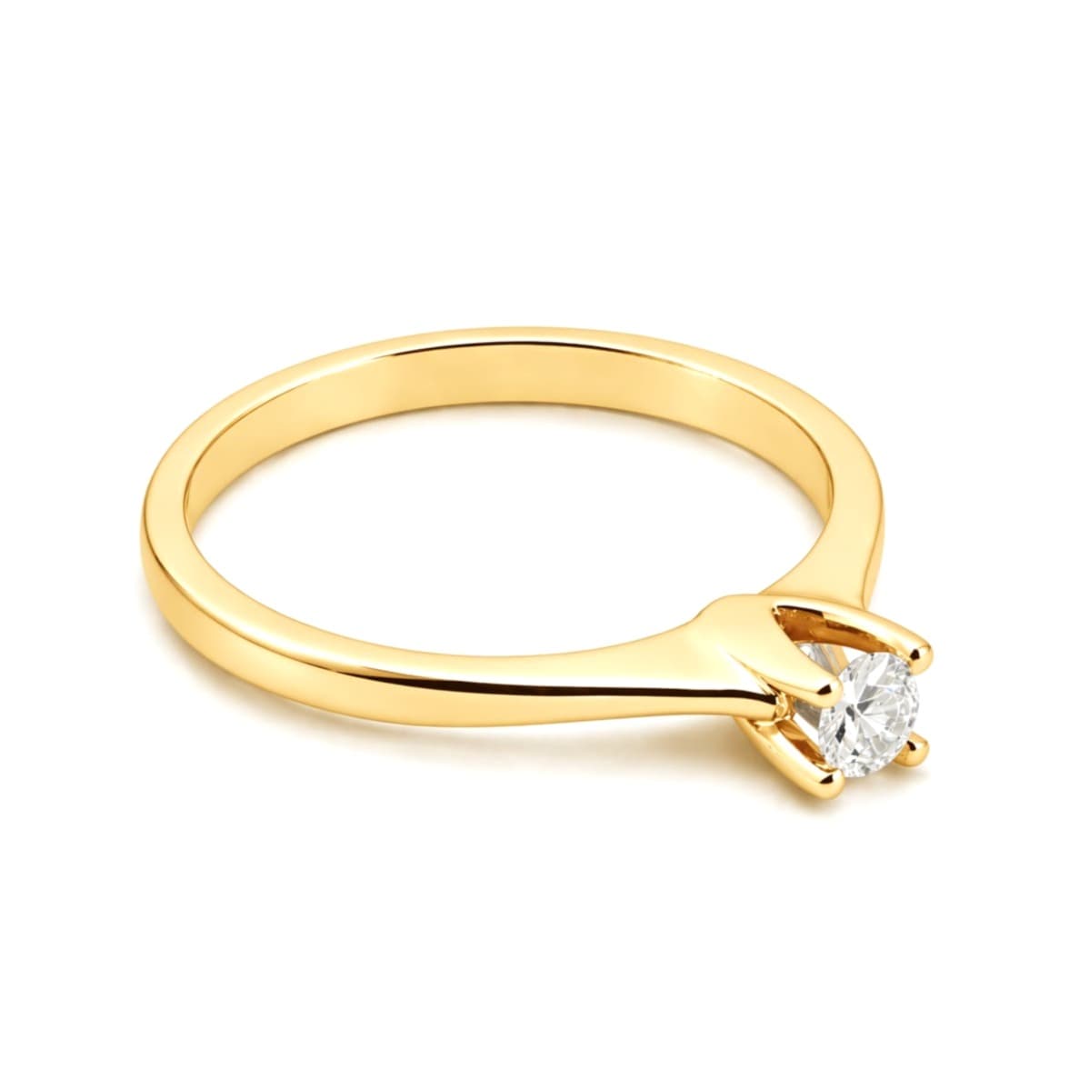 Годежен пръстен от жълто злато с диамант 0,14 карата