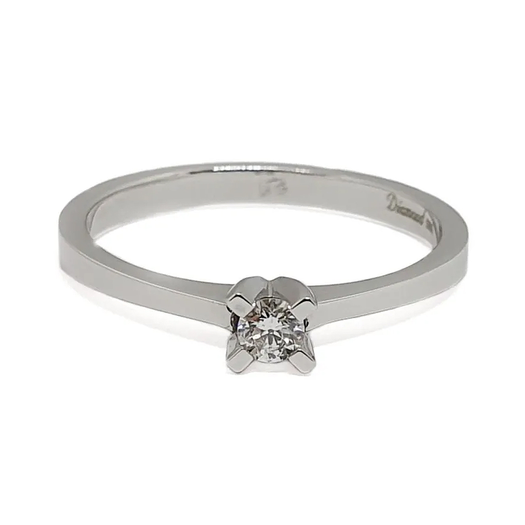 Пръстен с диамант 0,09 карата от бяло злато 32 Prasten Ot Byalo Zlato 14 K S Diamant 009 Karata