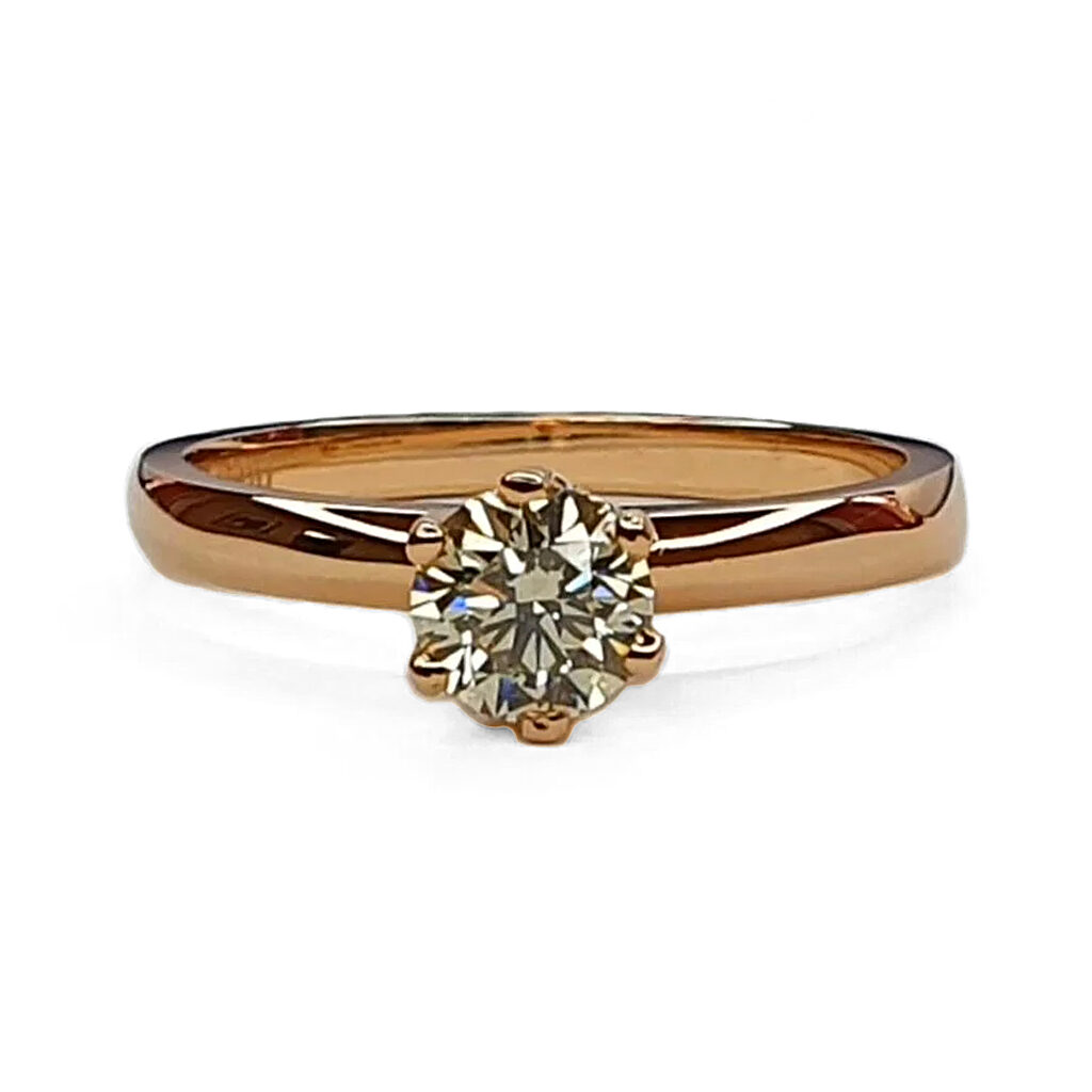Диамантен пръстен 0,53 карата от розово злато 14 к.
