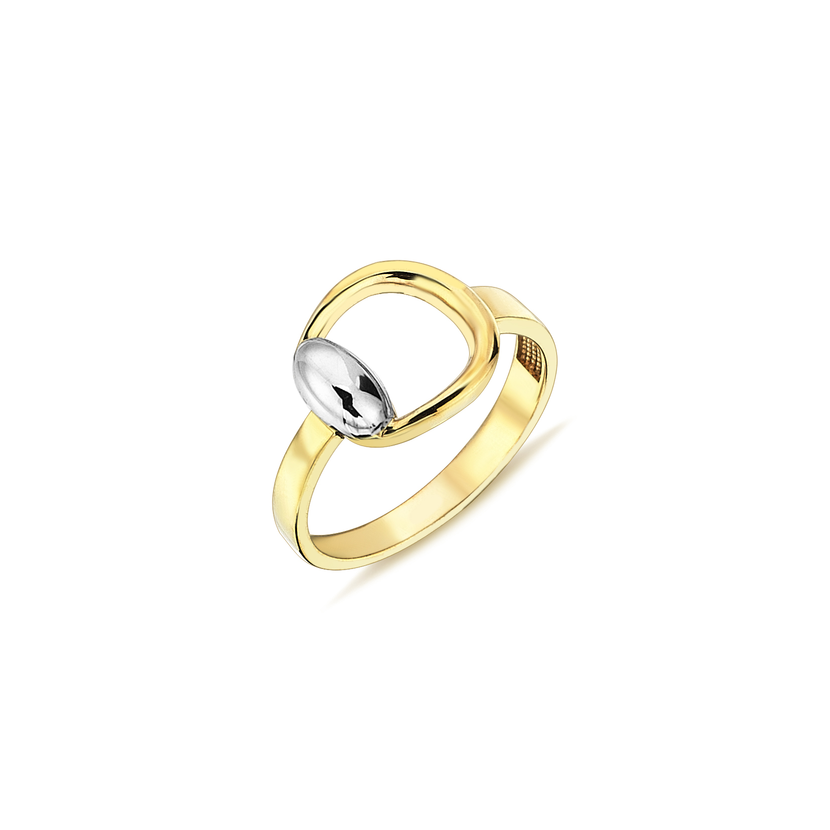 Дамски пръстен жълто злато с акцент от бяло злато 14 к.