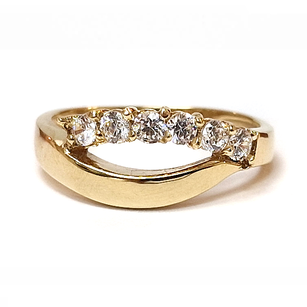 Дамски пръстен от жълто злато 14 карата с цирконий
