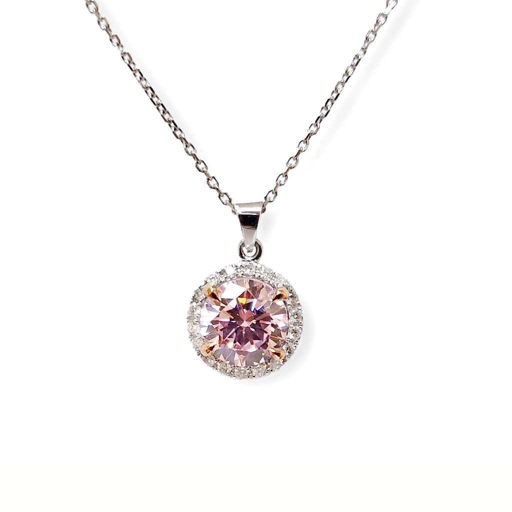 Kolie S Rozov Topaz 187 K I Diamanti Ot Byalo Zlato 2