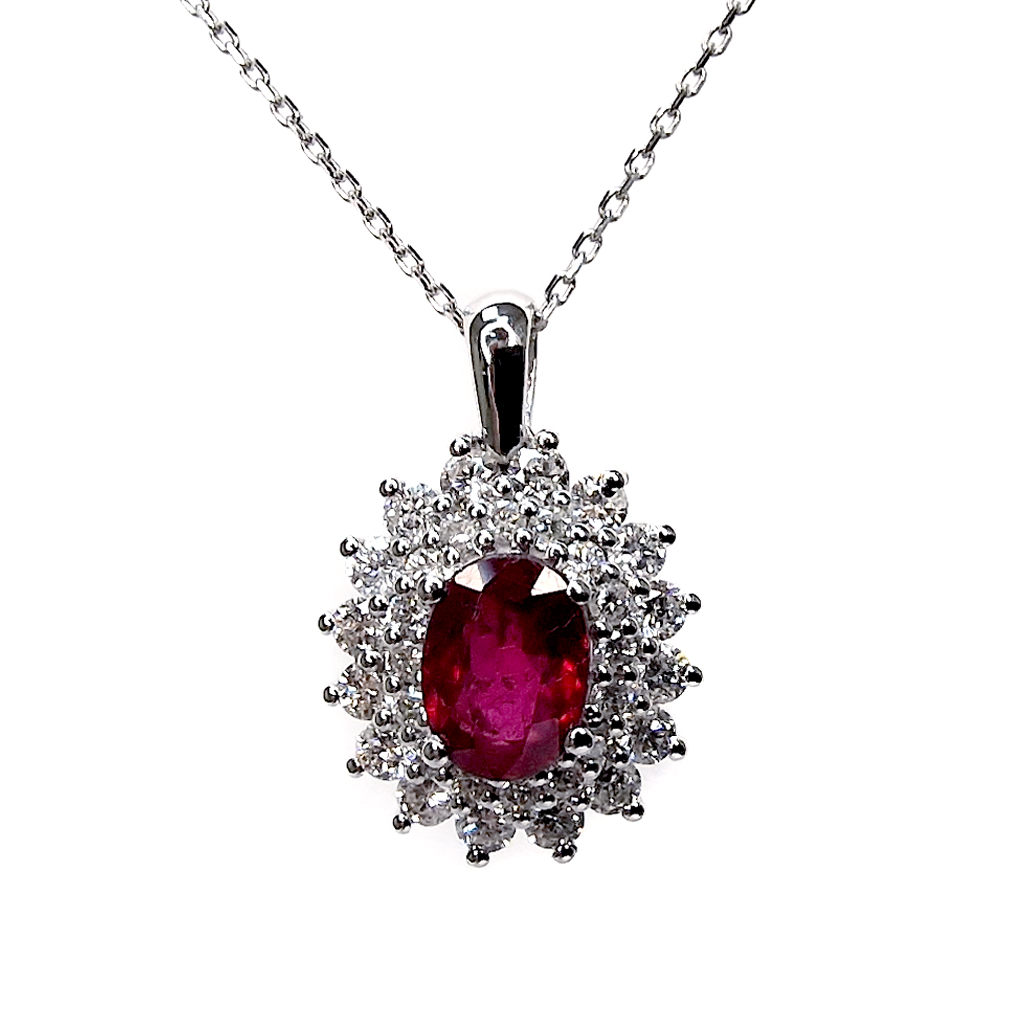 Kolie S Rubin I Diamanti Ot Byalo Zlato 14 Karata 2