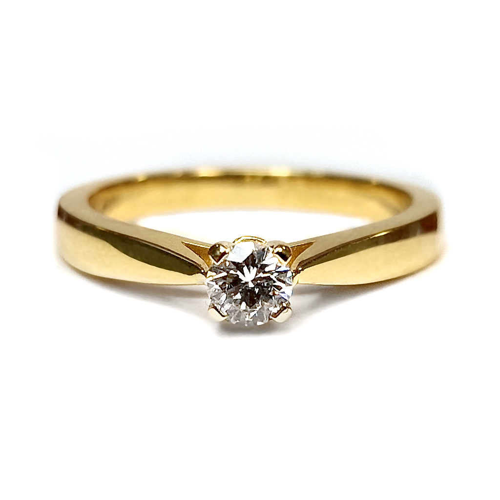 Дамски пръстен от жълто злато 18 карата с диамант 0,22 карата 77 Damski Prasten Ot Zhalto Zlato 18 Karata S Diamant 022 Karata 2