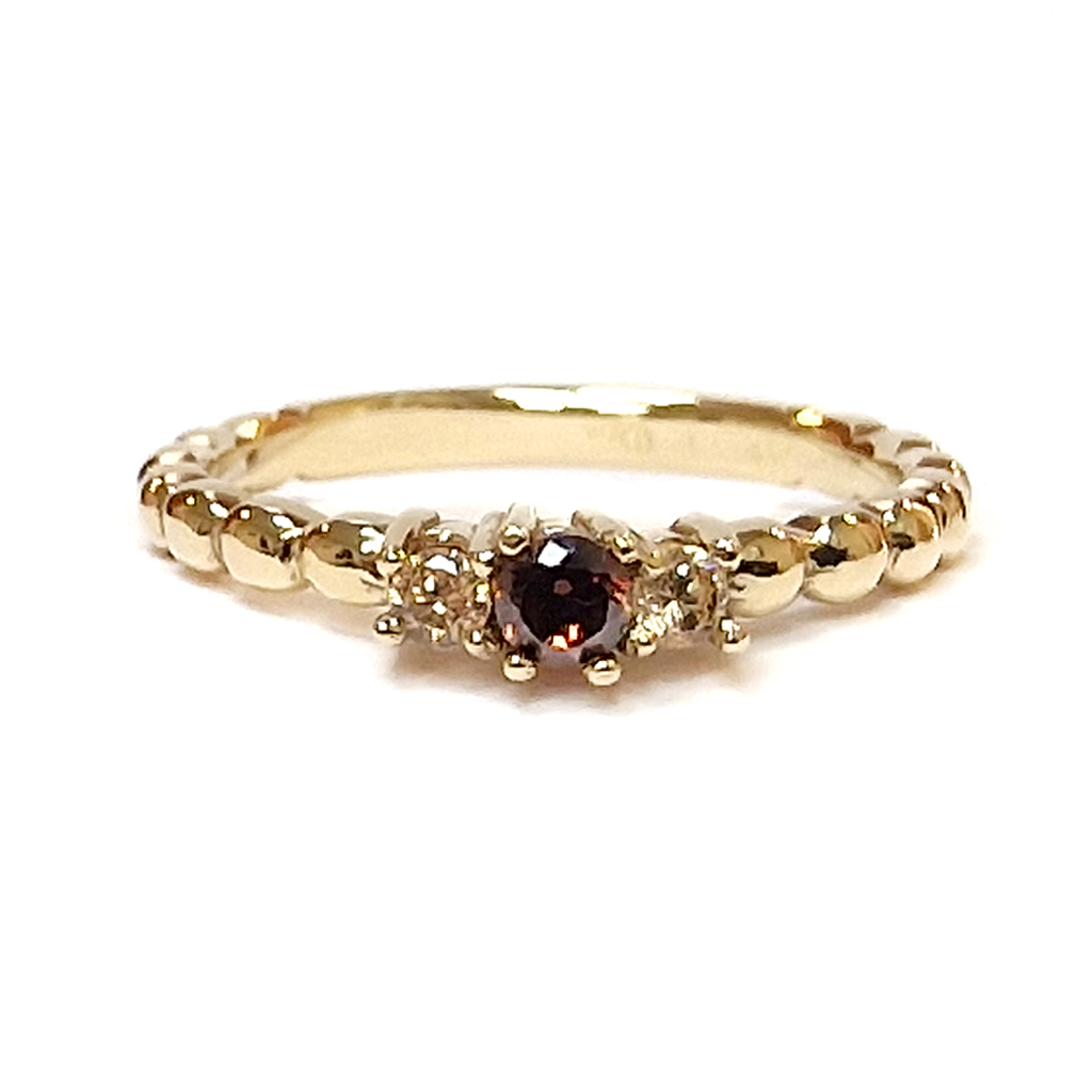 Дамски пръстен от жълто злато 14 карата с кафяв цирконий