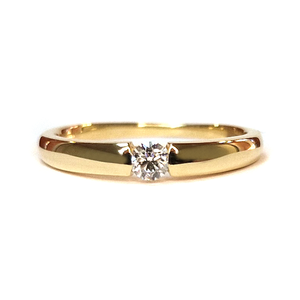 Дамски годежен пръстен от жълто злато 14 к. с диамант 0,12 к.