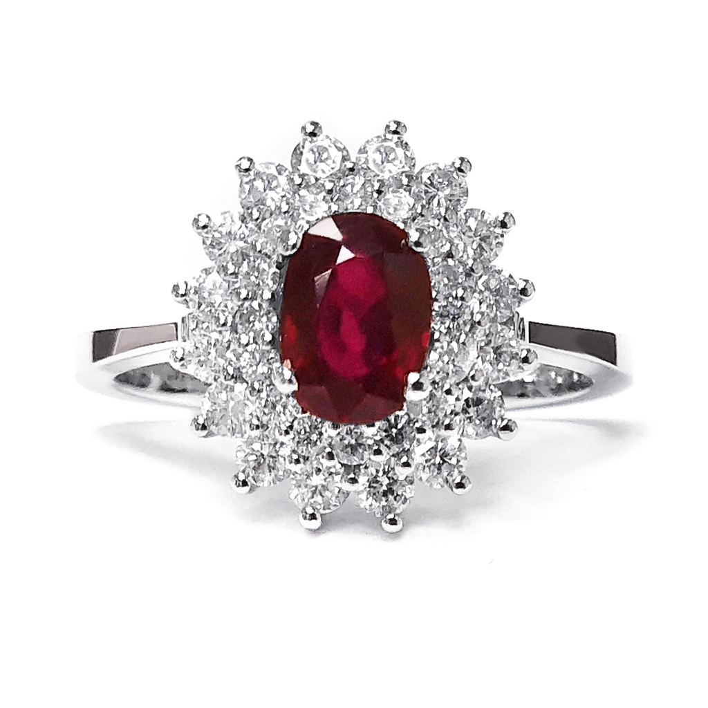 Prasten S Rubin I Diamanti Ot Byalo Zlato 14 K 3