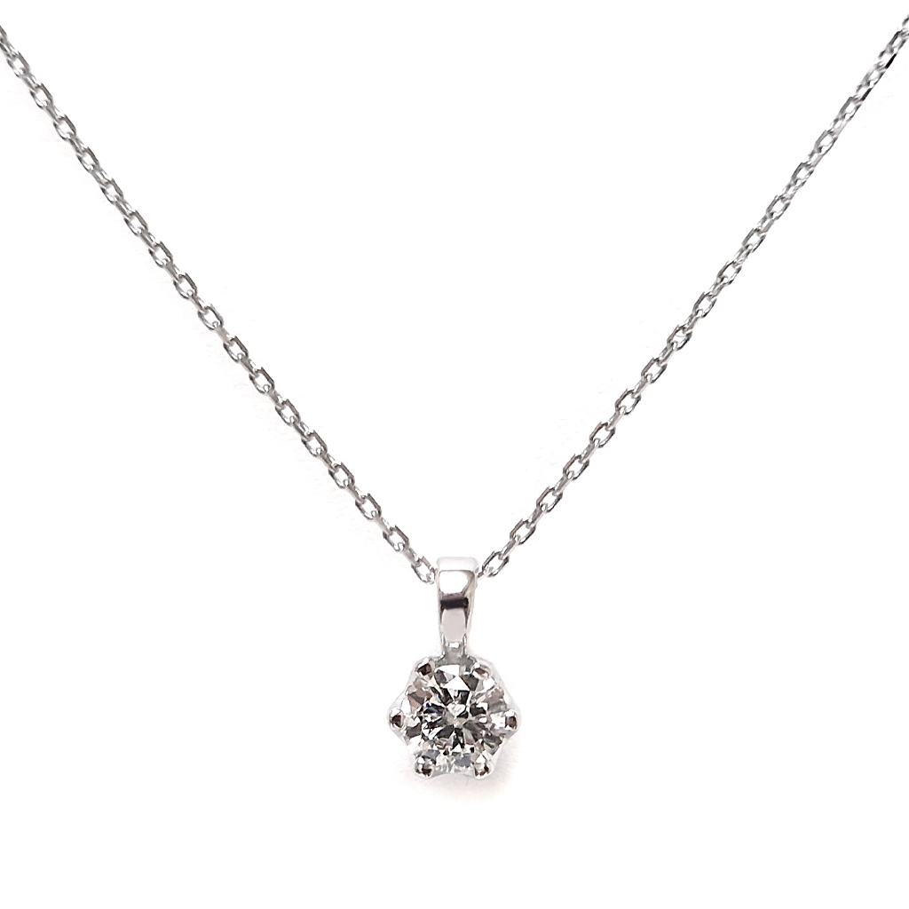 Дамско колие от бяло злато 14 карата с диамант 0,30 к. 39 Дамско колие от бяло злато 14 карата с диамант 0,30 к.
