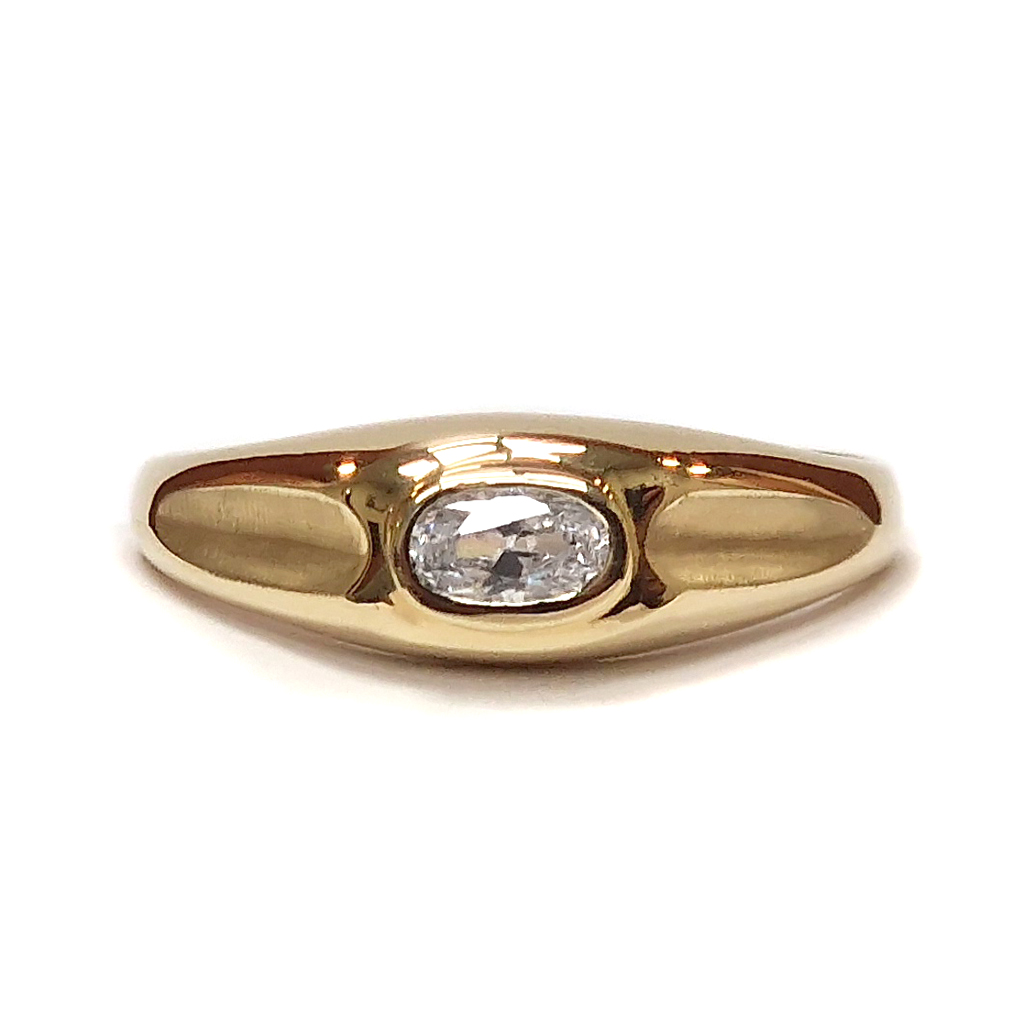 Дамски пръстен тип халка от жълто злато 14 к. с циркон 45 Damski Prasten Tip Halka Ot Zhalto Zlato 14 K S Czirkon 3