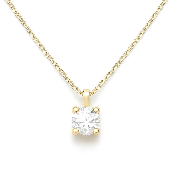 Дамско колие от жълто злато с диамант