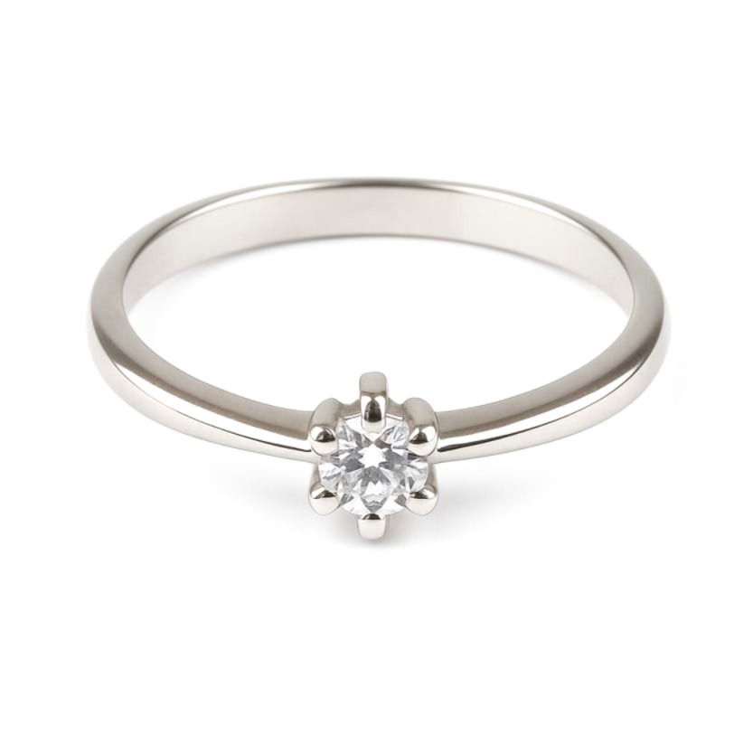 Елегантен годежен пръстен от бяло злато с цирконий 11 Елегантен годежен пръстен от бяло злато с цирконий