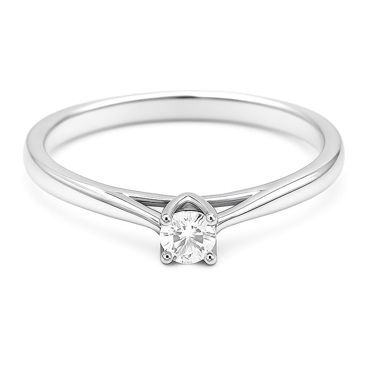 Елегантен годежен пръстен от бяло злато с диамант 53 Елегантен годежен пръстен от бяло злато с диамант