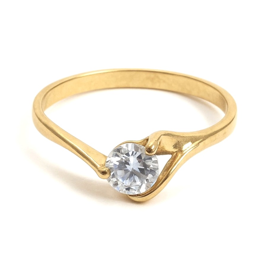 Елегантен златен пръстен с цирконий 33 Елегантен златен пръстен с цирконий