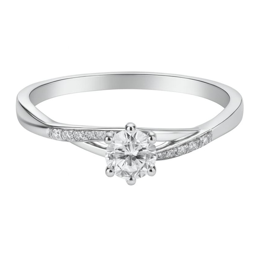 Годежен пръстен от бяло злато с цирконий 67 Годежен пръстен от бяло злато с цирконий