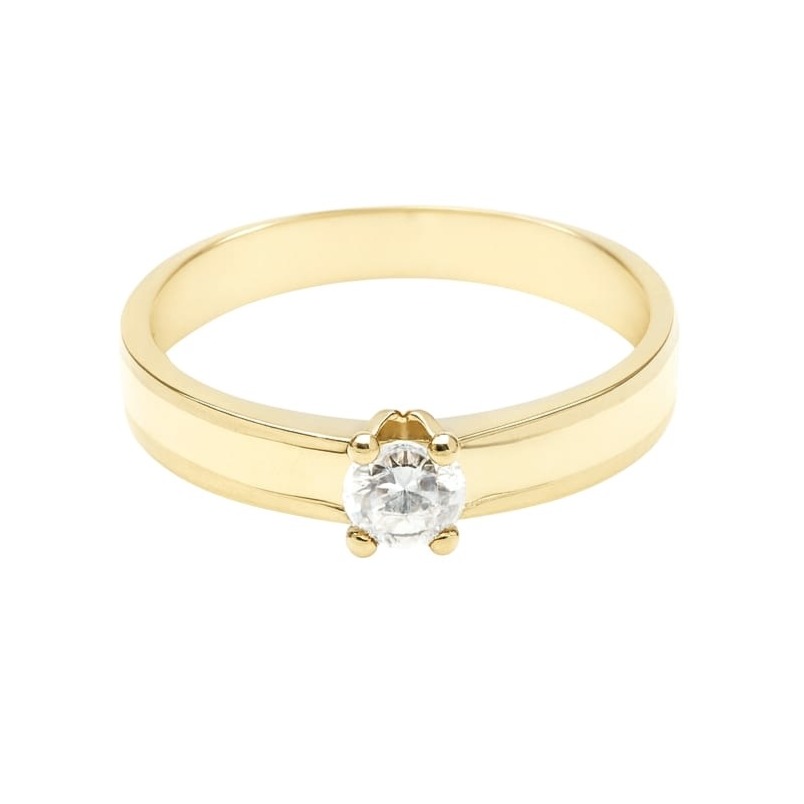 Златен дамски пръстен с цирконий класически дизайн 20 Златен дамски пръстен с цирконий класически дизайн